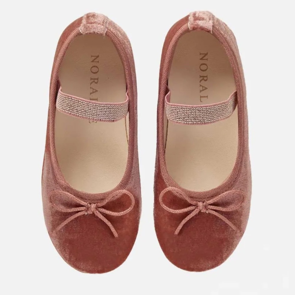 Noralee Kids Velvet Ballet Flats Dress Shoes in Dusty Poppy Pink